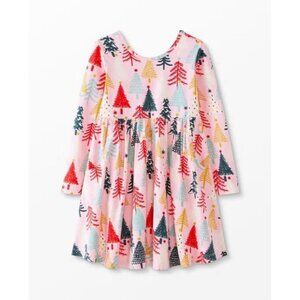 Hanna Andersson Cute "SOFT SKATER" Pocket Dress Holiday Christmas Trees